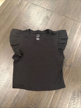 H&M Black Ruffle Sleeve Tank Top Size L